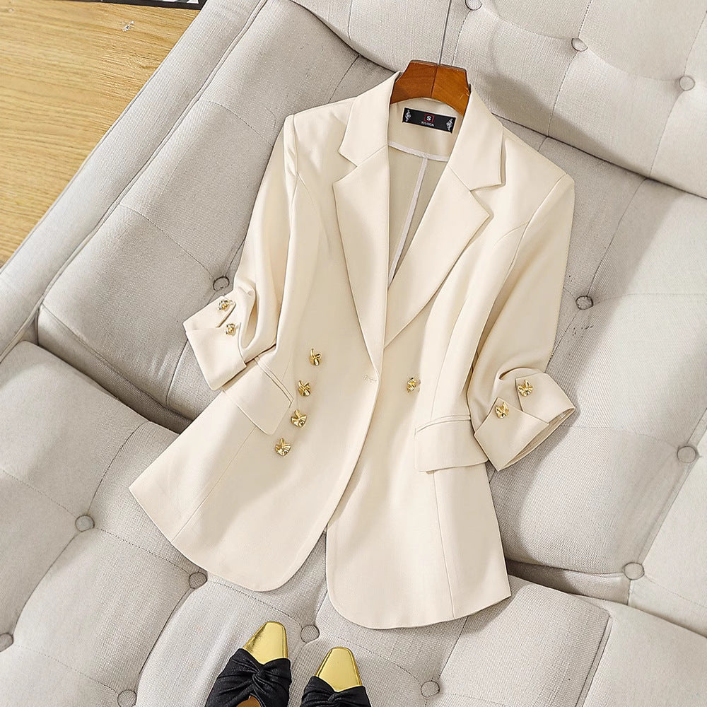 Damen Blazer – Taillierter Schnitt – Dreiviertelarm – Zierknöpfe – Hüftlang