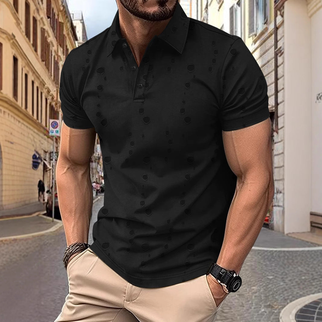 Herren Poloshirt – Slim Fit – Atmungsaktives Strickgewebe – Kurzarm – Dezentes Muster