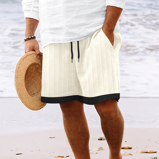 Herren Badeshorts – Relaxed Fit – Atmungsaktive Struktur – Elastischer Bund mit Kordelzug