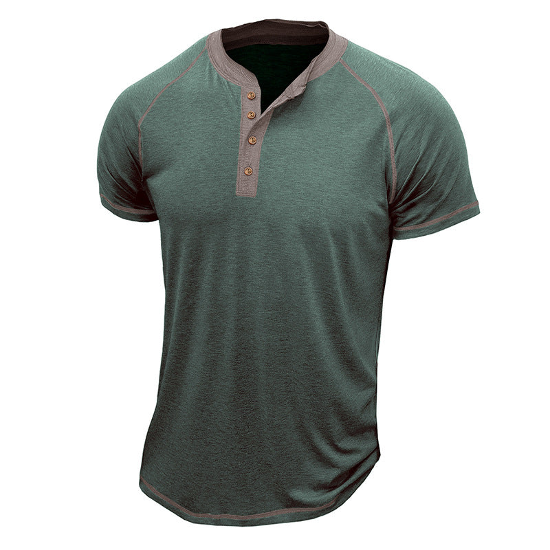 Herren Henley Shirt – Regular Fit – Kurzarm – Cottonmix – Kontrastdetails