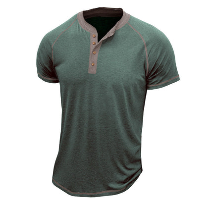 Herren Henley Shirt – Regular Fit – Kurzarm – Cottonmix – Kontrastdetails