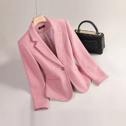 Damen Blazer – Taillierter Schnitt – Luxusstoff – Ein-Knopf – Florales Detail