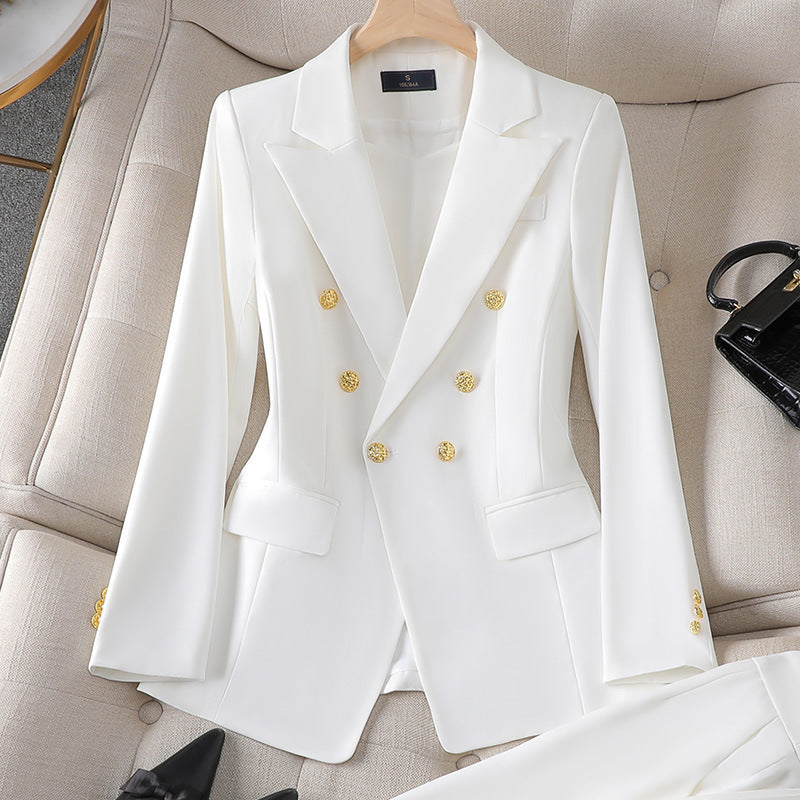 Damen Anzug Set – Taillierter Schnitt – Doppelreihig – Klassischer Blazer – Elegante Hose
