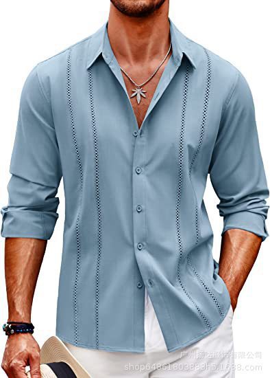 Herren Freizeithemd – Slim Fit – Baumwollmix – Digitaldruck – Knopfleiste
