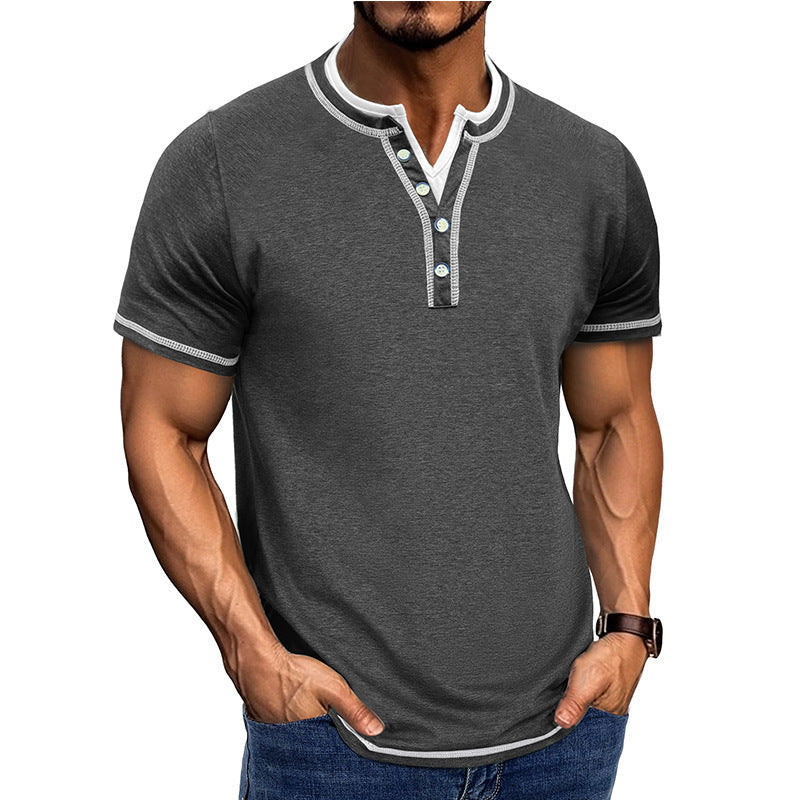 Herren Henley Shirt – Bequeme Passform – Atmungsaktive Baumwolle – Kurzarm – Knopfleiste