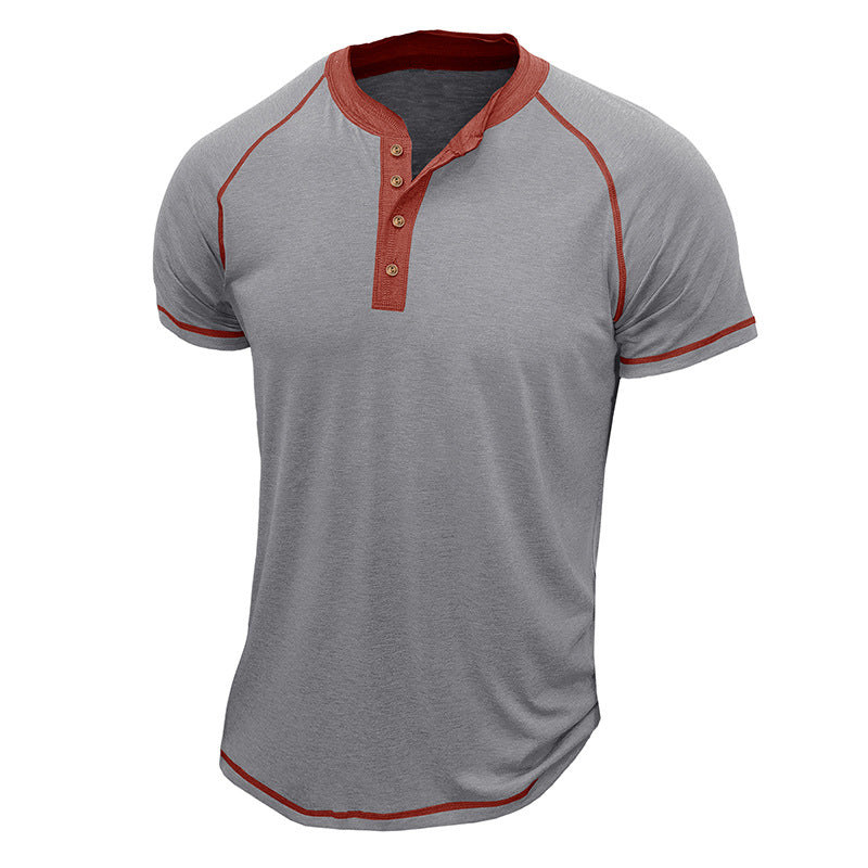 Herren Henley Shirt – Regular Fit – Kurzarm – Cottonmix – Kontrastdetails