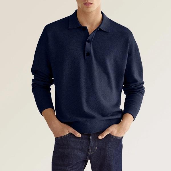 Herren Langarm Poloshirt – Klassischer Schnitt – Soft Knit – Atmungsaktiv – Komfortabel