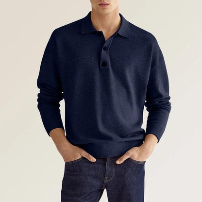 Herren Langarm Poloshirt – Klassischer Schnitt – Soft Knit – Atmungsaktiv – Komfortabel