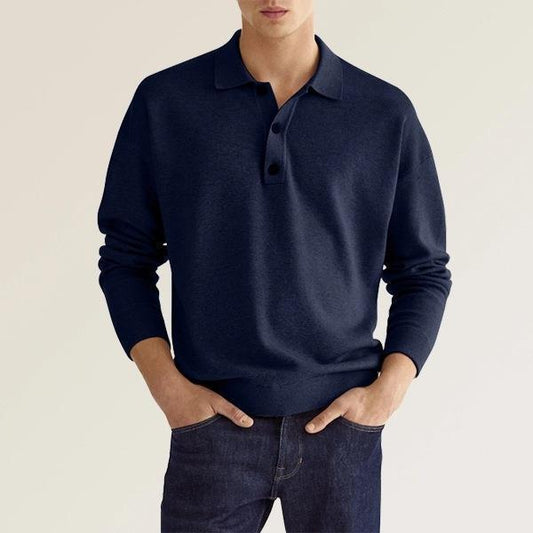 Herren Langarm Poloshirt – Klassischer Schnitt – Soft Knit – Atmungsaktiv – Komfortabel