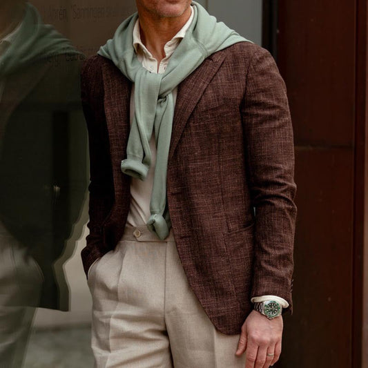 Herren Blazer – Slim Fit – Woven Look – Zwei Knopf – Klassisches Revers – Smart Casual
