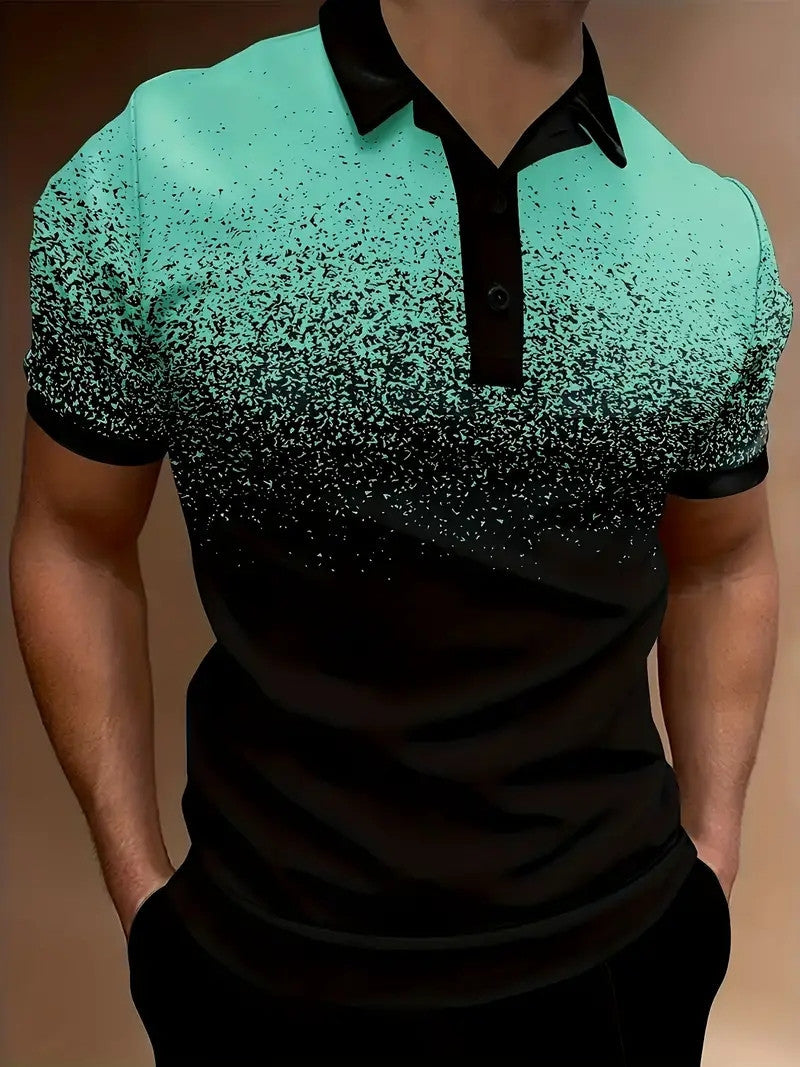 Herren Poloshirt – Slim Fit – Atmungsaktive Mischung – Gradient Design – Freizeitkleidung