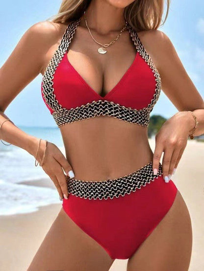 Damen Bikini Set – High Waist – Häkelkante – Halterneck – Figurbetonte Passform