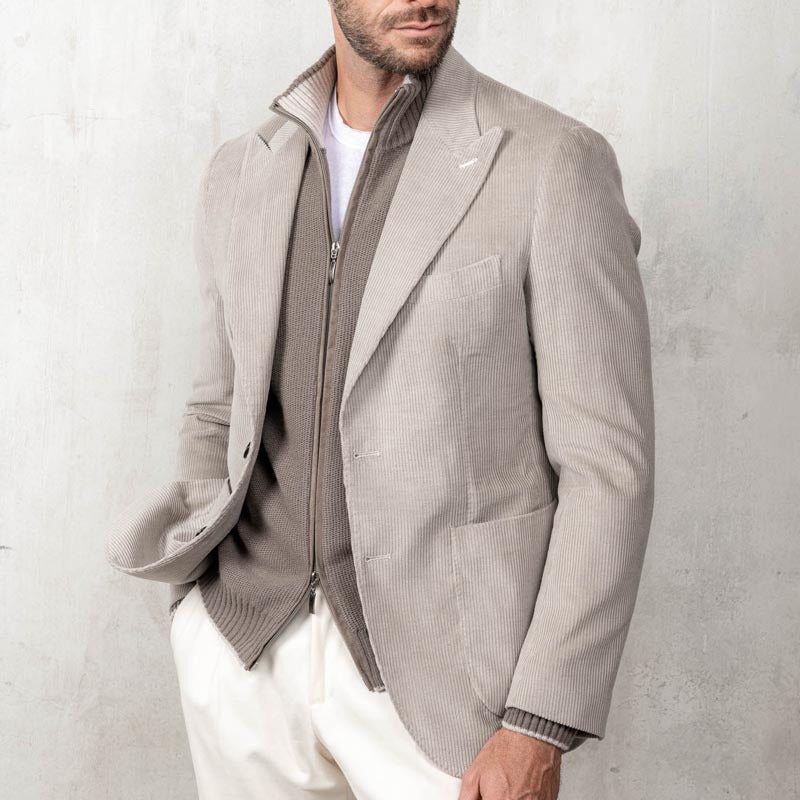 Herren Blazer – Slim Fit – Strukturierter Cord-Style – Klassischer Notch-Revers
