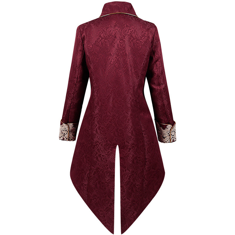 Herren Mantel – Mittelalter Stil – Strukturierter Schnitt – Goldknöpfe & Spitze