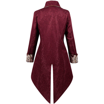 Herren Mantel – Mittelalter Stil – Strukturierter Schnitt – Goldknöpfe & Spitze