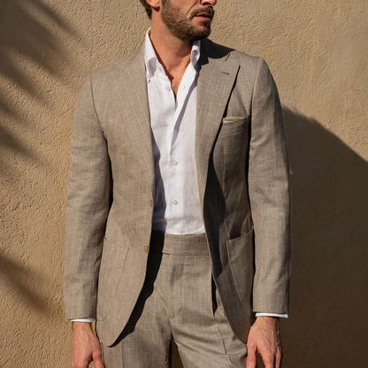 Herren Blazer – Slim Fit – Atmungsaktives Gewebe – Einreiher – Reverskragen