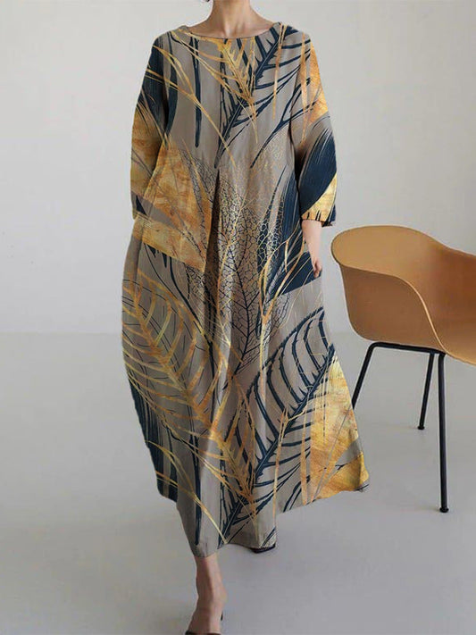 Damen Maxikleid – A-Linie – Luftiger Schnitt – Florales Muster – Lange Ärmel