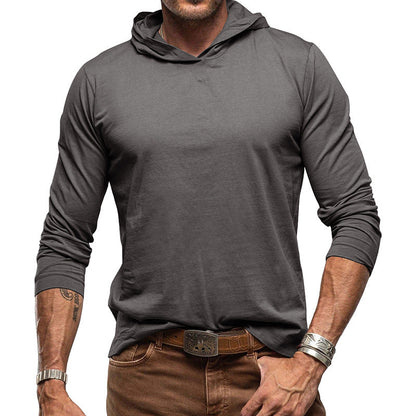 Herren Hoodie-T-Shirt – Baumwollmix – Relaxed Fit – Langarm Freizeitoberteil