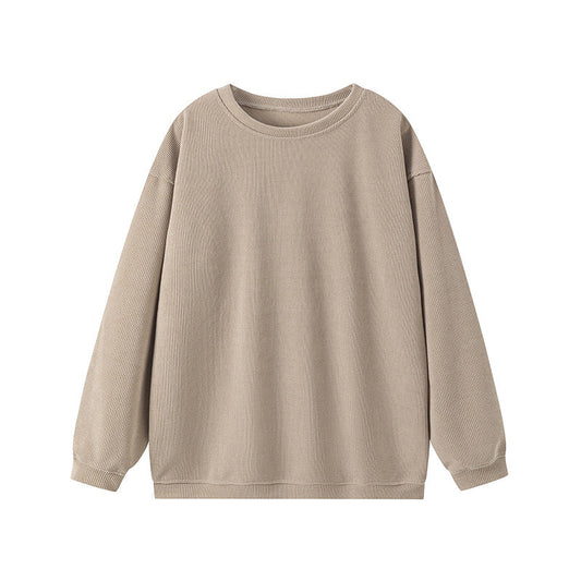 Damen Pullover – Relaxed Fit – Gerippter Strick – Rundhals Langarm Casual Look