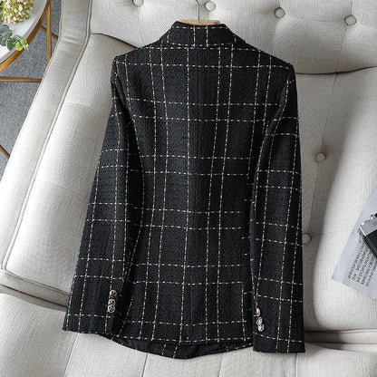 Damen Blazer – Taillierter Schnitt – Tweedoptik – Doppelreihig – Zierknöpfe