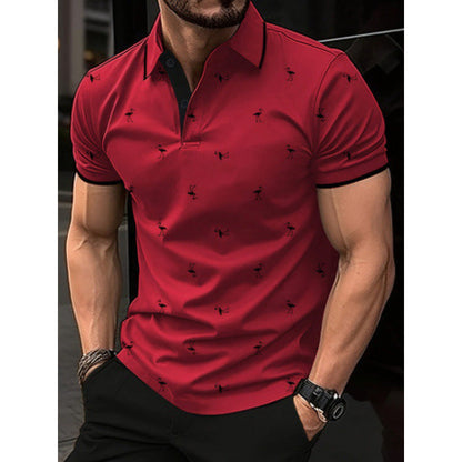 Herren Polo Shirt – Regular Fit – Baumwollmischung – Knopfleiste – Bedruckt