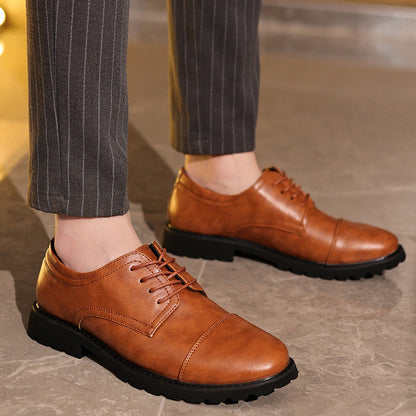 Herren Derby Schuhe – Glattes Obermaterial – Cap Toe – Gummisohle – Formeller Stil