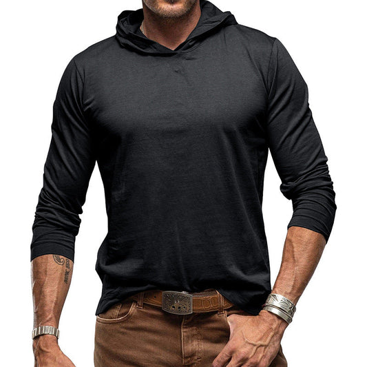 Herren Hoodie-T-Shirt – Baumwollmix – Relaxed Fit – Langarm Freizeitoberteil