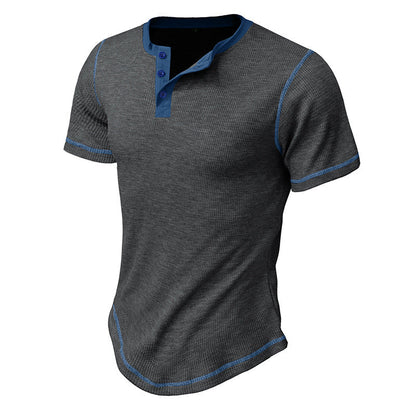 Herren Henley Shirt – Moderner Schnitt – Atmungsaktiv – Kurzarm – Kontrastnähte
