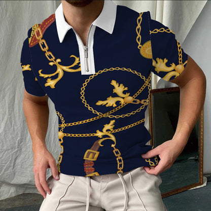 Herren Poloshirt – Slim Fit – Atmungsaktiv – Kurzarm – Karomuster – Zipperkragen