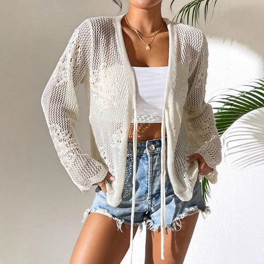 Damen Strickcardigan – Lockerer Schnitt – Offen – Leicht – Atmungsaktives Design