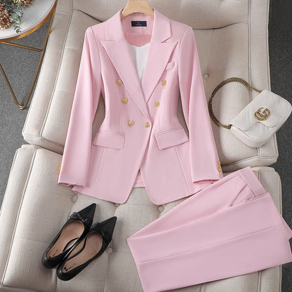 Damen Anzug Set – Taillierter Schnitt – Doppelreihig – Klassischer Blazer – Elegante Hose