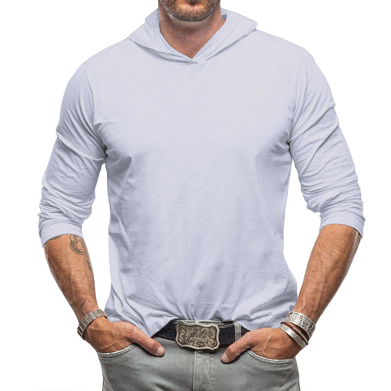 Herren Hoodie-T-Shirt – Baumwollmix – Relaxed Fit – Langarm Freizeitoberteil