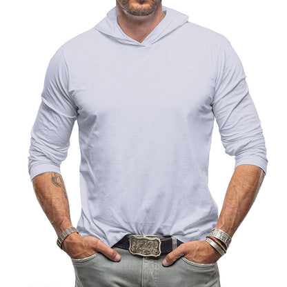 Herren Hoodie-T-Shirt – Baumwollmix – Relaxed Fit – Langarm Freizeitoberteil