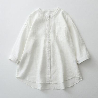Damen Bluse – Oversized Fit – Natürliche Fasern – 3/4 Ärmel – Button-Down Casual
