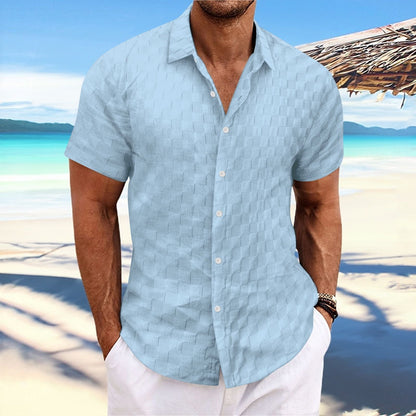 Herren Freizeithemd – Regular Fit – Atmungsaktiv – Kurzarm – Strukturwebung