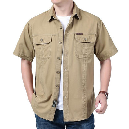 Herren Arbeitshemd Kurzarm – Relaxed Fit – Atmungsaktives Mischgewebe – Knopfleiste
