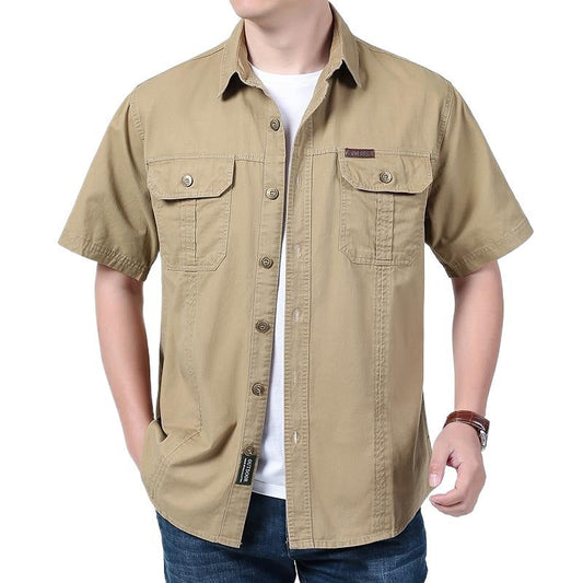 Herren Arbeitshemd Kurzarm – Relaxed Fit – Atmungsaktives Mischgewebe – Knopfleiste