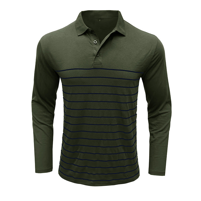 Herren Polohemd Langarm – Slim Fit – Strickstoff – Elegantes Streifenmuster