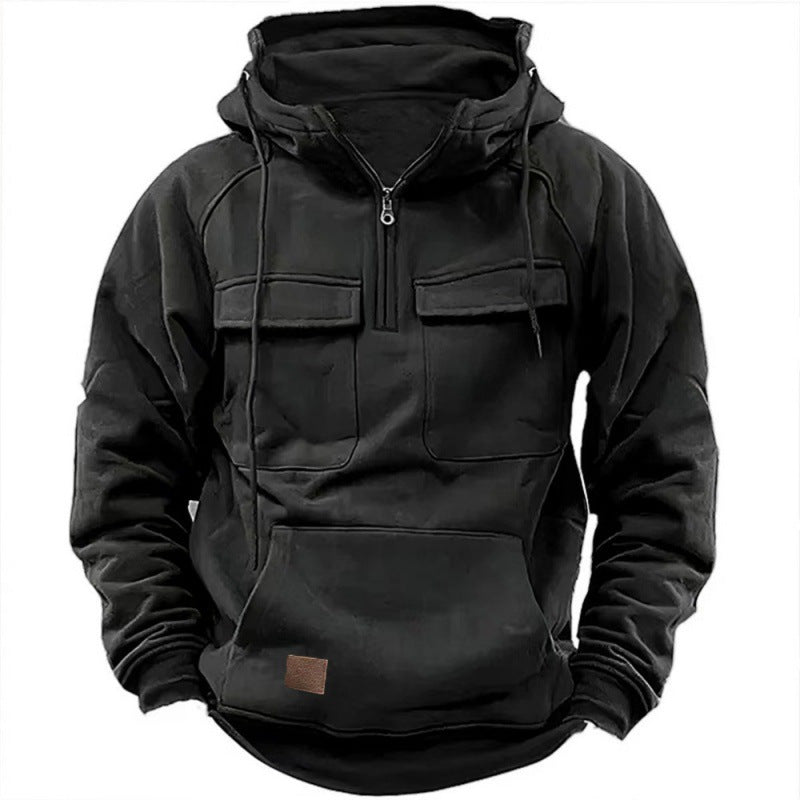 Herren Hoodie – Oversize Passform – Cottonmix – Half-Zip – Utility- und Kängurutaschen