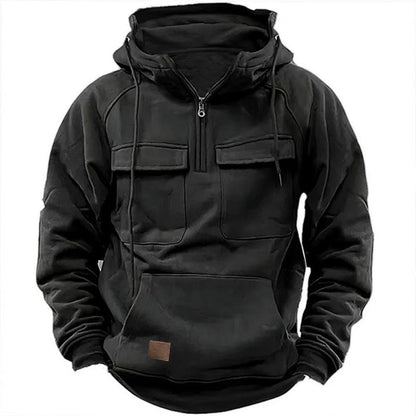 Herren Hoodie – Oversize Passform – Cottonmix – Half-Zip – Utility- und Kängurutaschen
