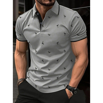 Herren Polo Shirt – Regular Fit – Baumwollmischung – Knopfleiste – Bedruckt