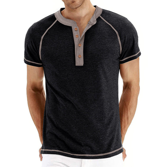 Herren Henley Shirt – Regular Fit – Kurzarm – Cottonmix – Kontrastdetails