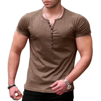 Herren Henley T-Shirt – Slim Fit – Kurzarm – Weiches Strickgewebe – Atmungsaktiv