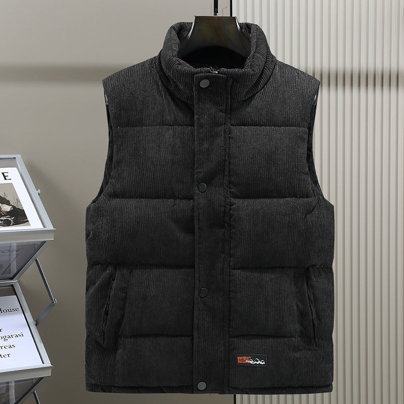Herren Weste – Cordstruktur – Gesteppt – Hoher Kragen – Druckknopf – Outdoor geeignet