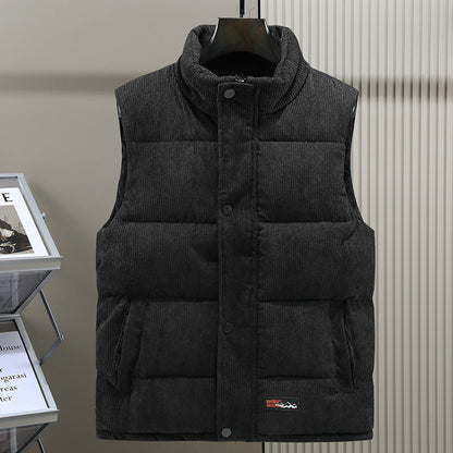 Herren Weste – Cordstruktur – Gesteppt – Hoher Kragen – Druckknopf – Outdoor geeignet