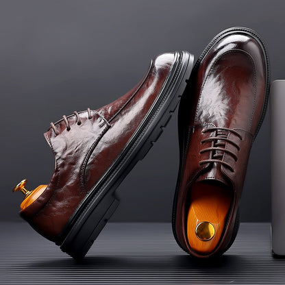 Herren Oxford-Schuhe – Handgeprägtes Leder – Geschlossene Schnürung – Elegant Klassisch