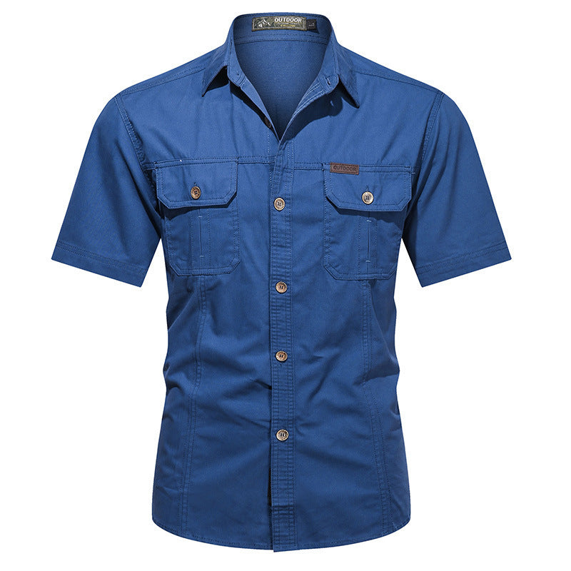 Herren Arbeitshemd Kurzarm – Relaxed Fit – Atmungsaktives Mischgewebe – Knopfleiste