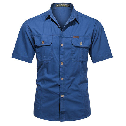 Herren Arbeitshemd Kurzarm – Relaxed Fit – Atmungsaktives Mischgewebe – Knopfleiste