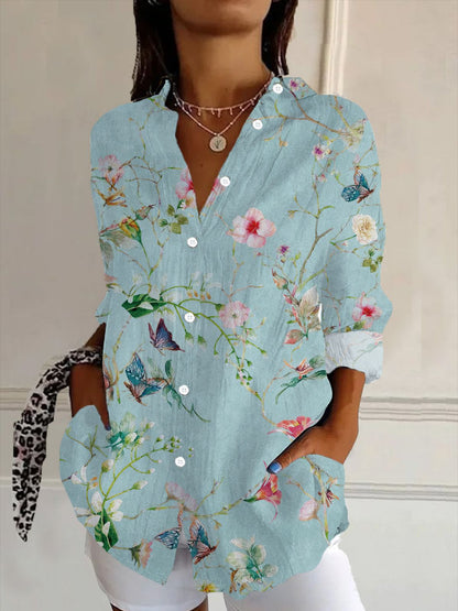 Damen Bluse – Lockere Passform – Atmungsaktives Material – Lange Ärmel – Strukturmuster