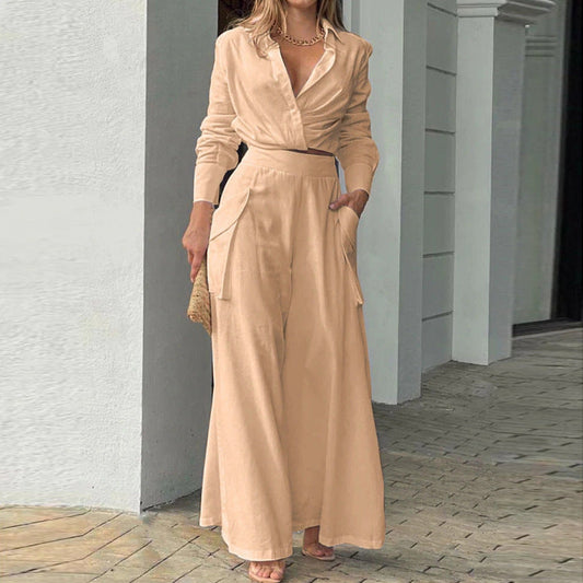 Damenhose – High Waist – Weites Bein – Atmungsaktive Qualität – Volle Länge
